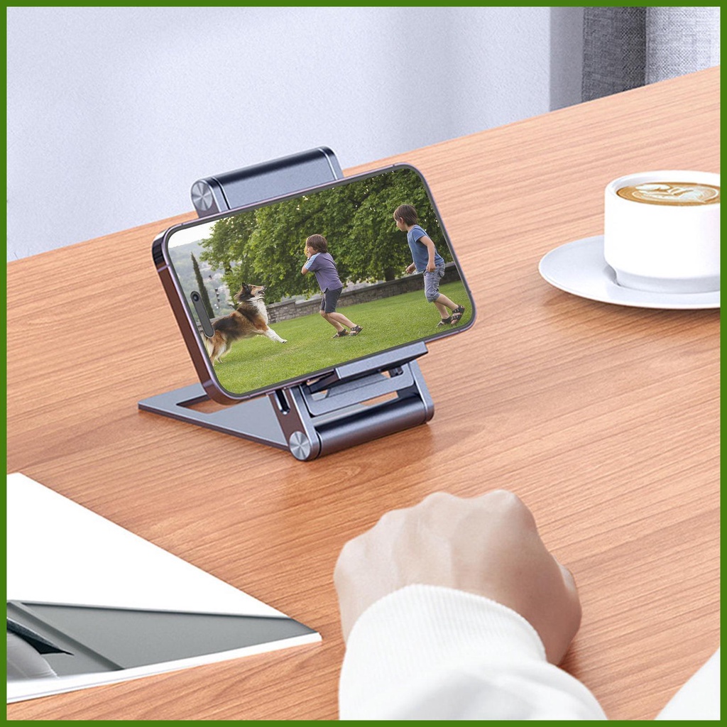 Giá Đỡ Điện Thoại Di Động Để Bàn Bằng Hợp Kim Nhôm Hai Lớp Chống Trượt