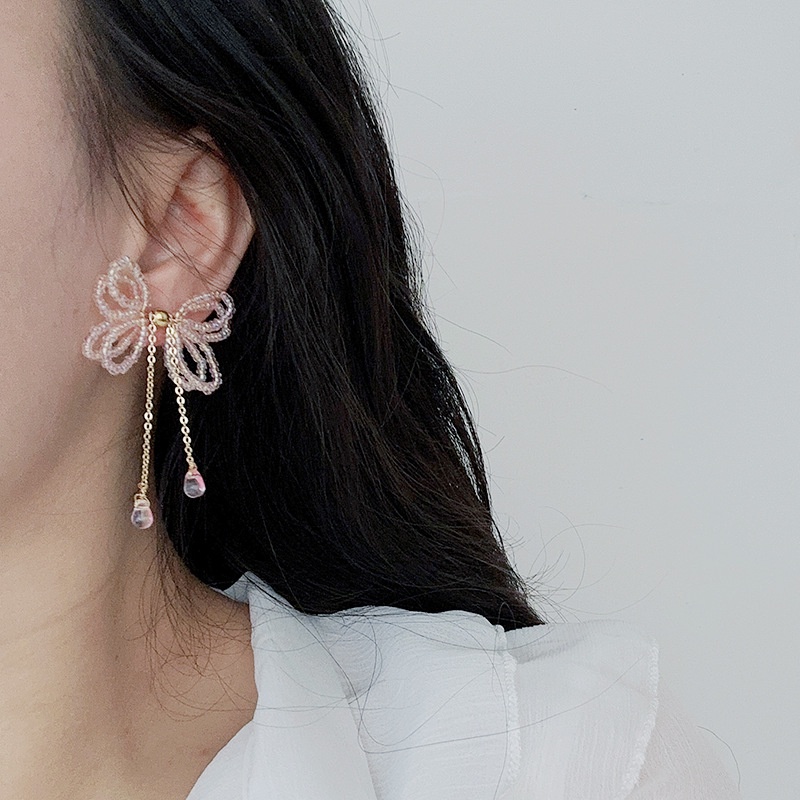 Hoa Tai Tua Rua Hình Giọt Nước & Bướm Đính Hạt