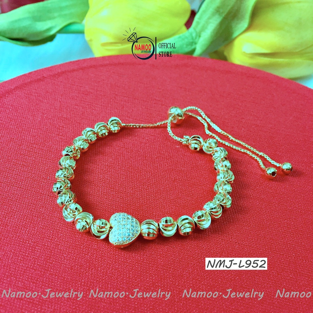 Lắc Tay Nữ Đính Đá Trái Tim L952 Có Dây Rút Bền Màu