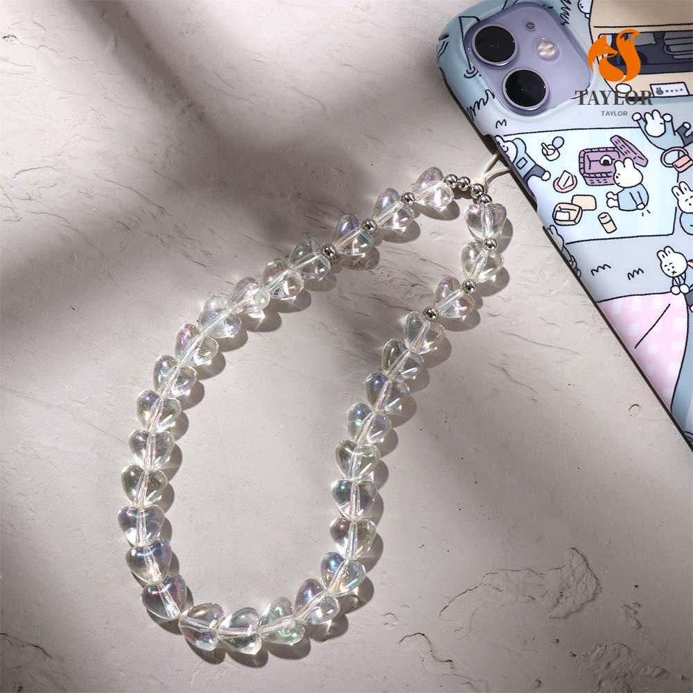 Taylor1 Dây Đeo Điện Thoại Bằng Acrylic Đính Hạt Hình Trái Tim Xinh Xắn