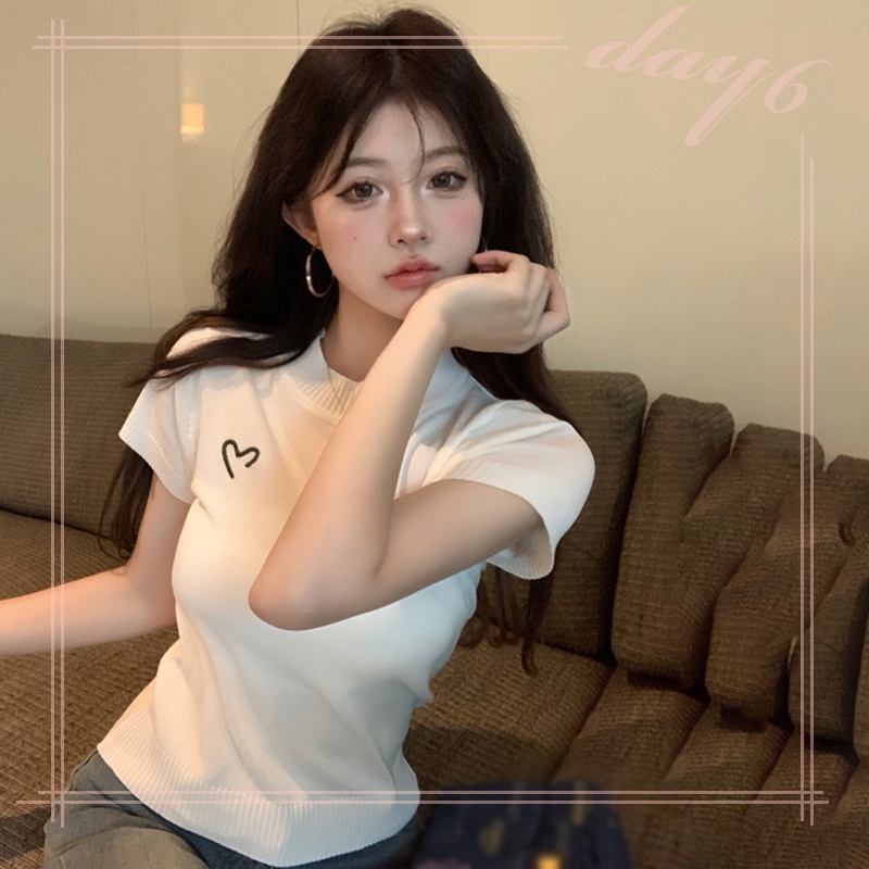 Áo Thun Tay Ngắn Cổ Lọ Thời Trang Mùa Hè Phong Cách Hàn Quốc Cho Nữ
