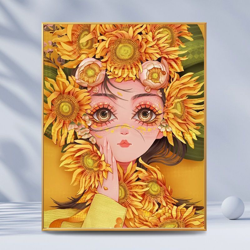 Mozii Mozii ✨Tranh Sơn Dầu Trang Trí Hình Cô Gái Và Hoa