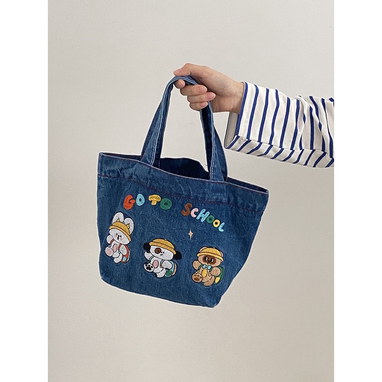 Túi Đựng Hộp Cơm Trưa Xách Tay Thiết Kế Cỡ Lớn Thời Trang Xinh Xắn Cho Nữ