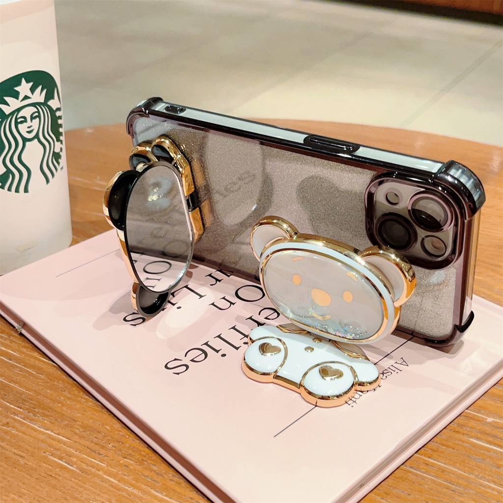 Ốp Điện Thoại Hình Gấu Hoạt Hình Có Túi Khí Và Dây Đeo Ngón Tay Cho iphone