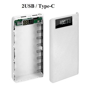 Box sạc dự phòng chân cắm Type-C 8 cell dùng pin 18650 có LCD , khung pin dự phòng 8 cell,hộp đựng pin dự phòng