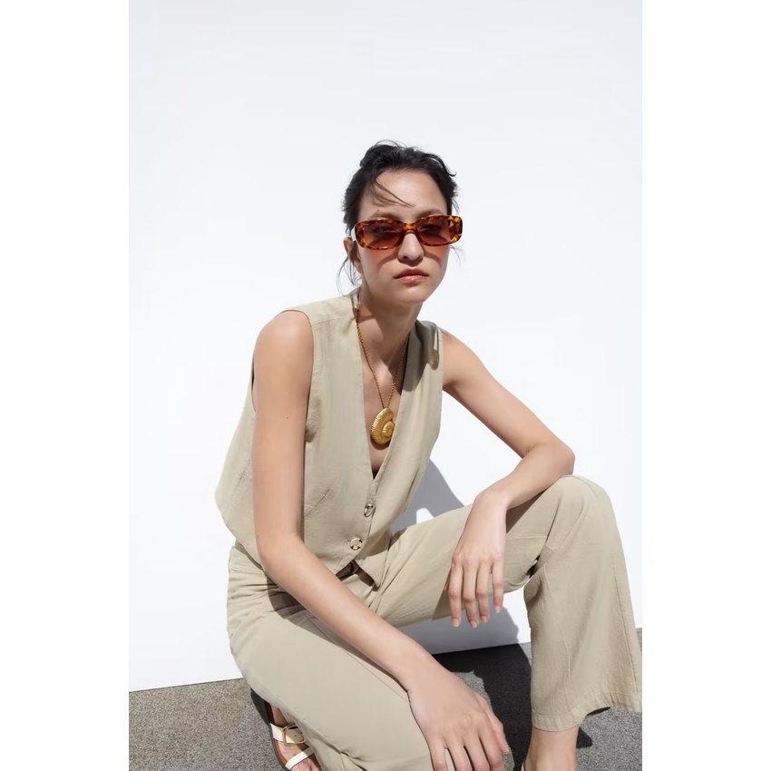 Set Áo Không Tay Dáng Ngắn + Quần Dài Vải Lanh Thời Trang Hè 2023 Y13-66227