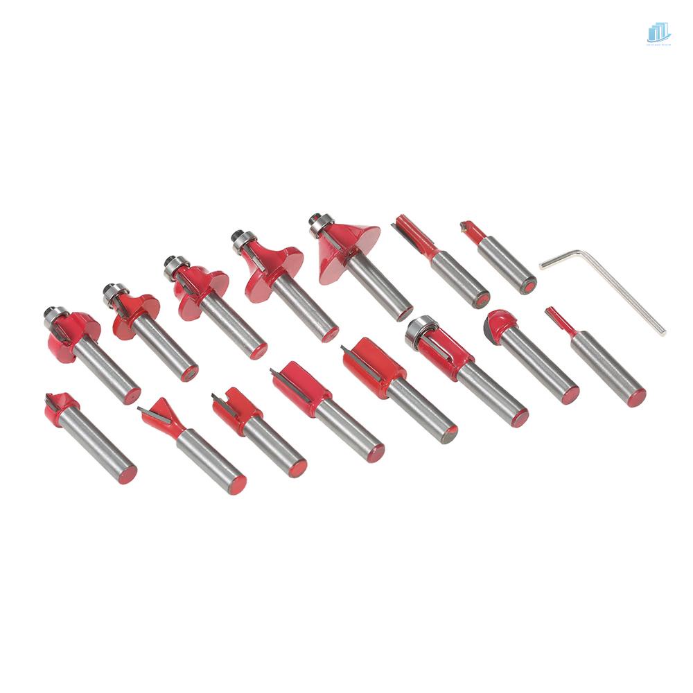 Bộ 15 Mũi Phay Cắt Gỗ Bằng Cacbua Chuyên Dụng