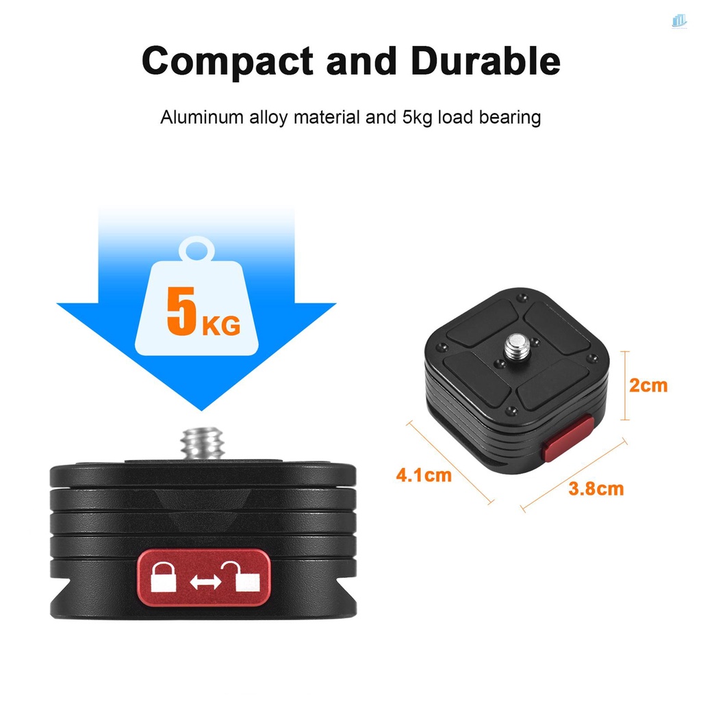 Đĩa QR Tháo Lắp Nhanh Bằng Hợp Kim Nhôm Với Ốc Vít 1 / 4 Inch Cho Tay Cầm Chống Rung Máy Ảnh DSLR