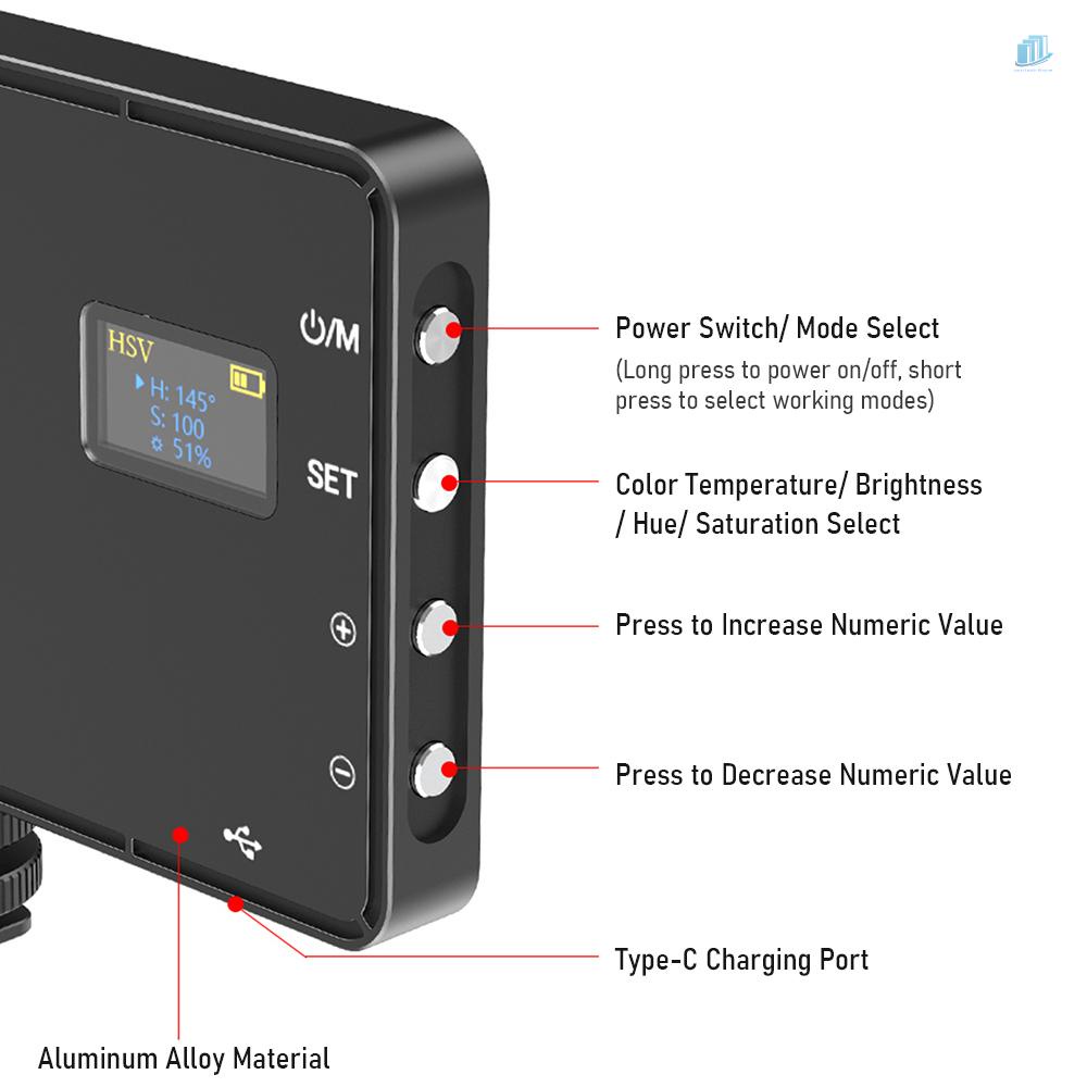 Bảng Đèn LED RGB 3000K-8500K 12 Hiệu Ứng Ánh Sáng CRI97 + Tích Hợp Pin Chuyên Dụng Hỗ Trợ Live Streaming Video
