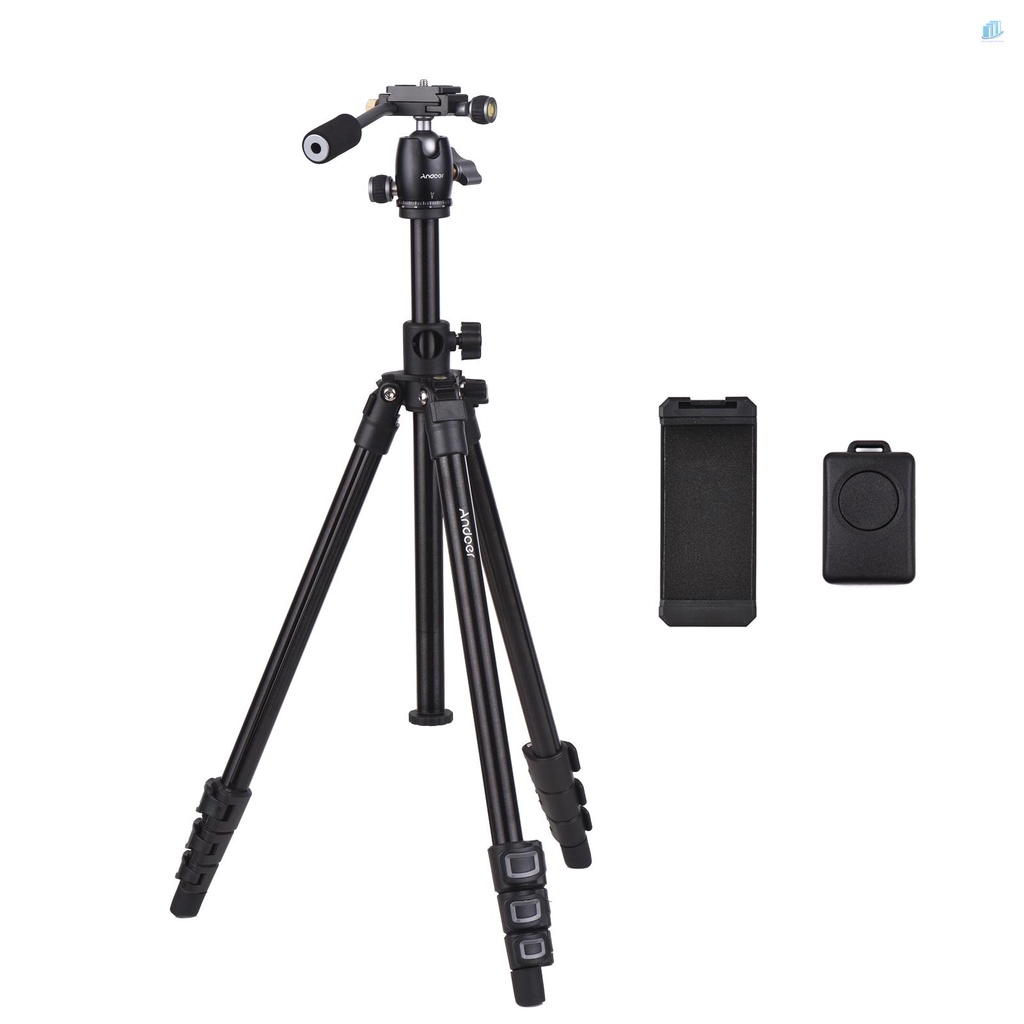 ANDOER Giá Đỡ Ba Chân Bằng Hợp Kim Nhôm 154cm / 60.6in Max. Phụ Kiện Tăng Chiều Cao 360 Độ 360 Độ Tiện Dụng° Đầu Bi Xoay 5kg / 11lbs Chịu Tải Có Thể Xoay Được Làm Thủ Công