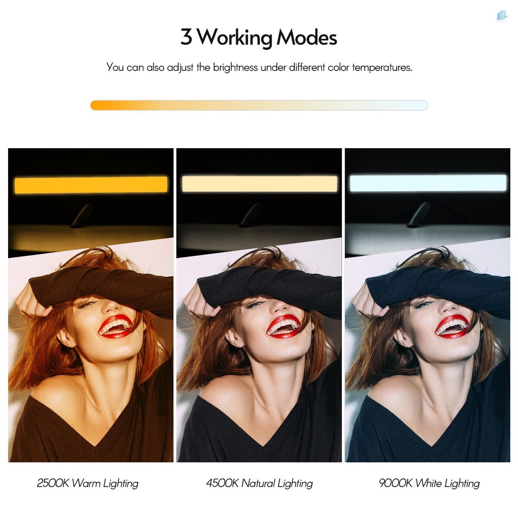 ANDOER Bộ 2 Thanh Đèn USB 3 Màu Có Thể Điều Chỉnh Nhiệt Độ Với Màn Hình Ba Chân Mini Cho Laptop / Máy Tính