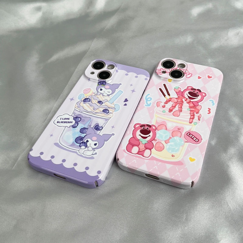 Ốp Điện Thoại Cứng In Hình Gấu Và Kem Dâu Cho Iphone 8 xs xr1214pro 7 11I 13 V7AF