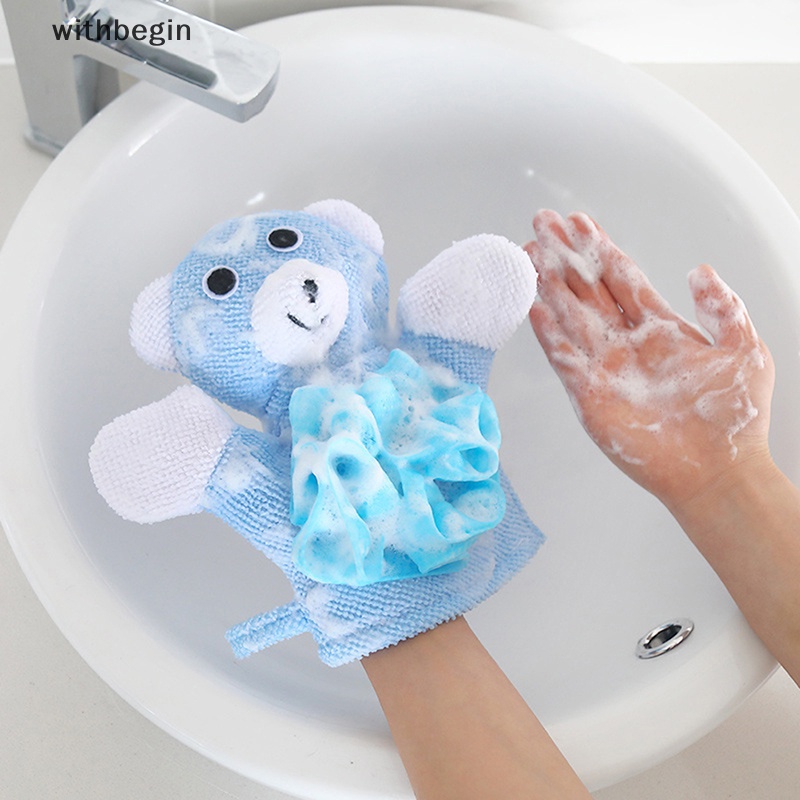 Găng Tay cotton Rửa Mặt Họa Tiết Động Vật Vui Nhộn Cho Bé