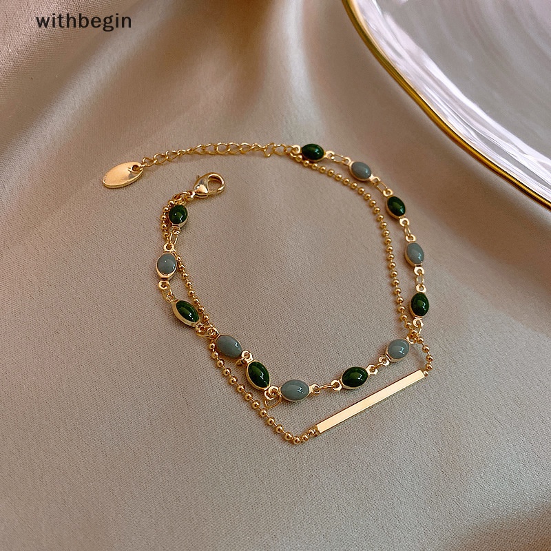 Vòng Tay Hai Lớp Đính Hạt Màu Sắc Phong Cách Pháp Cổ Điển Tùy Chỉnh Thời Trang Cho Nữ