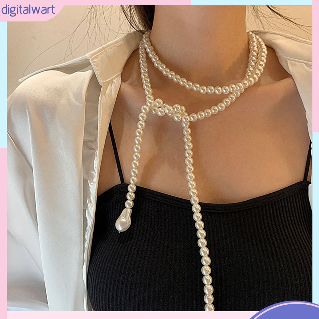 Vòng Cổ Choker Dài Nhiều Lớp Đính Ngọc Trai Nhân Tạo Phong Cách Vintage Cho Nữ