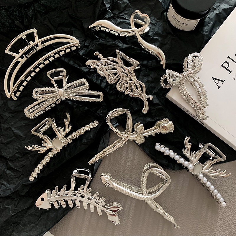 Kẹp Tóc Đa Góc Bằng Kim Loại Màu Bạc Thời Trang