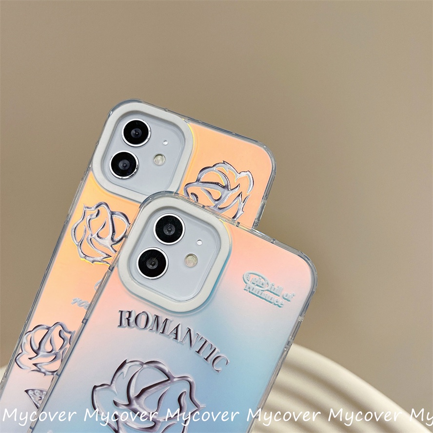 Ốp Điện Thoại Silicon Mềm Họa Tiết Hoa Hồng Màu Gradient Cho iPhone 14 13 12 11 Pro Max X XR Xs Max 6 7 8 Plus
