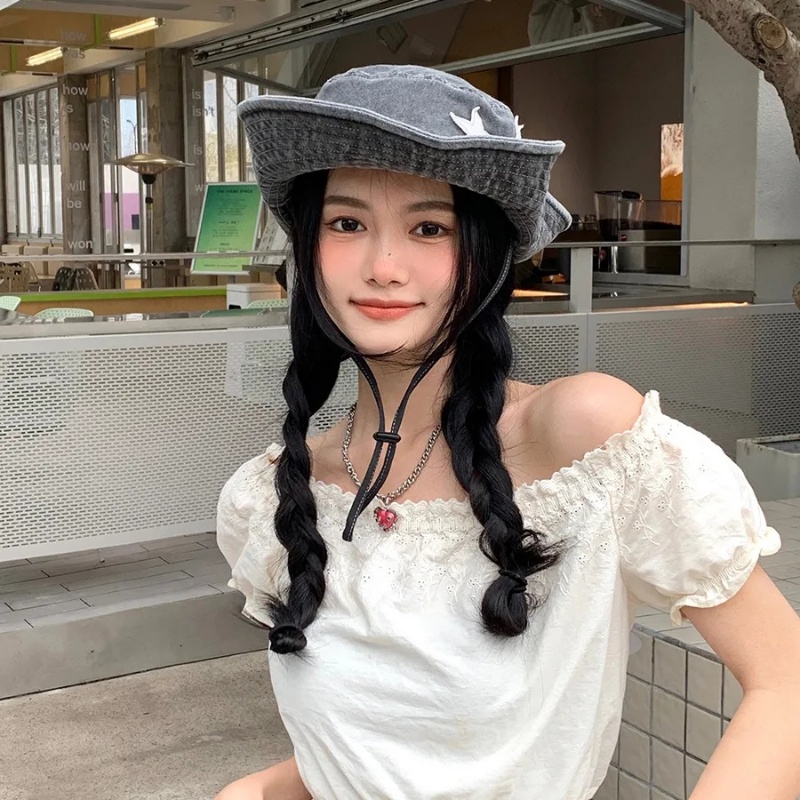 Nón Vành Y2k Che Nắng Mùa Hè In Họa Tiết Ngôi Sao Năm Cánh Phong Cách Cao Bồi Phương Tây Cổ Điển Cho Nữ