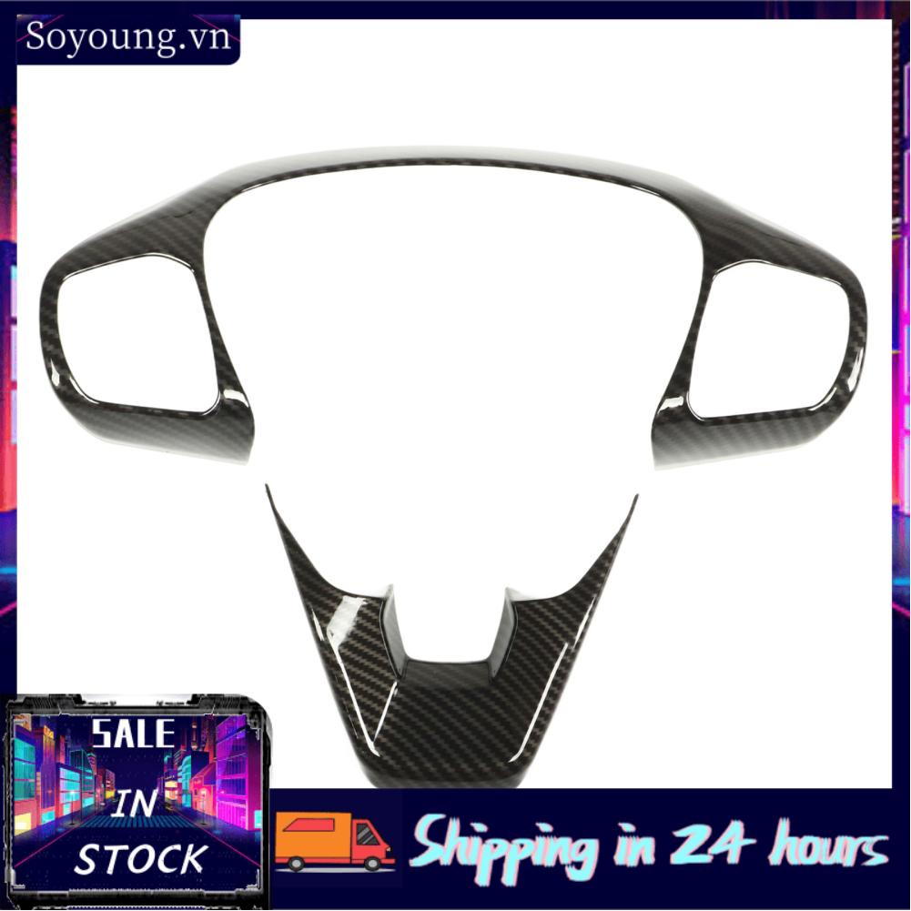 Soyoung Steering Wheel Trim  2 Pcs Carbon Fiber Style Panel Frame Durable for Car