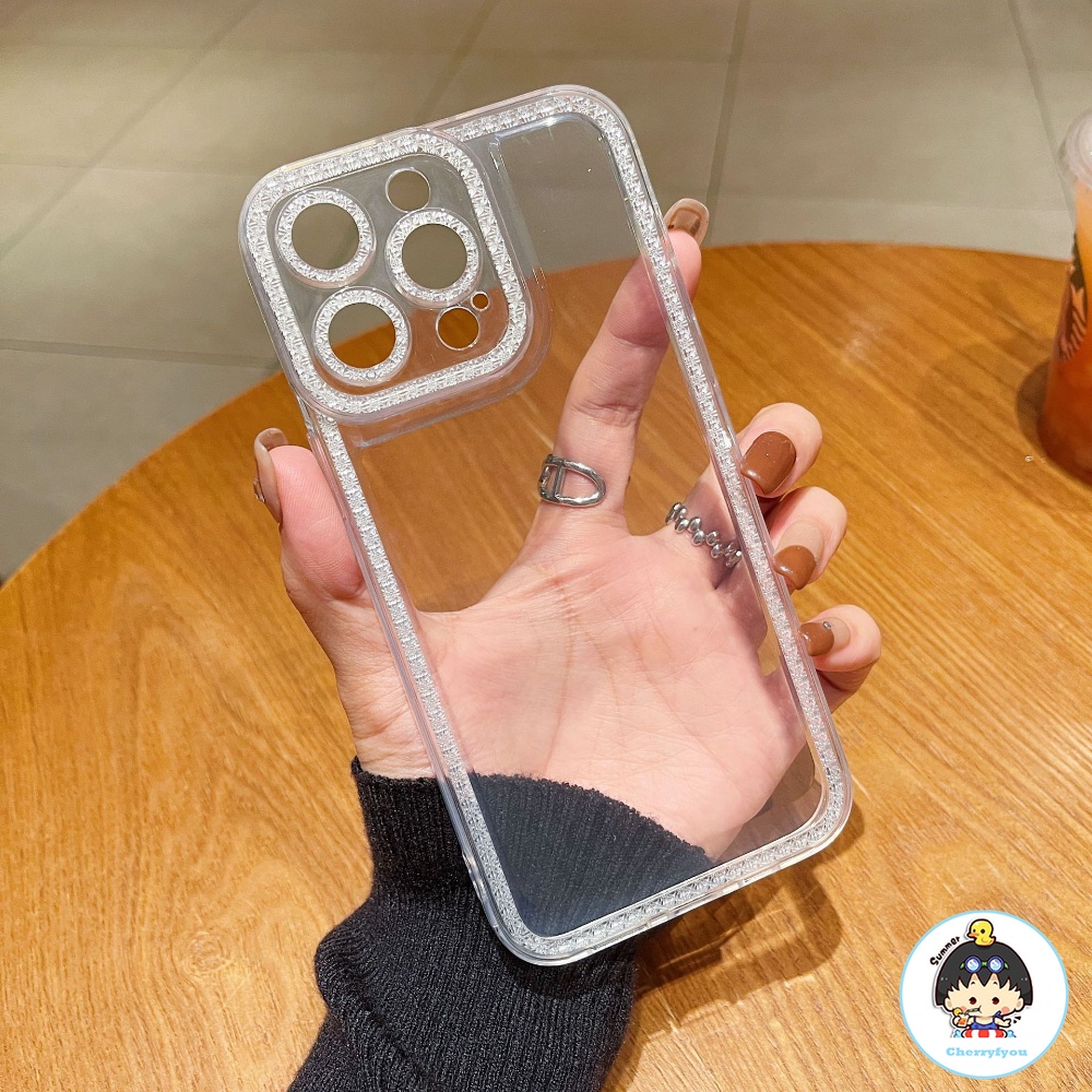 Ốp Điện Thoại TPU Mềm Trong Suốt Đính Đá Sang Trọng Cho IPhone 13 12 11 14 Pro Max XS XR 8 7 Plus