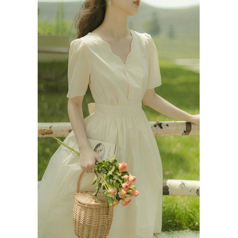 Đầm Sơ Mi Dáng Dài Chiết Eo Cao Cấp Phong Cách Pháp Cổ Điển Mùa Hè Thanh Lịch Có Size Lớn Cho Nữ JNSM
