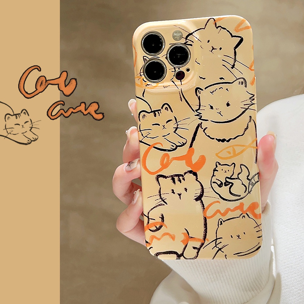 Ốp Điện Thoại Cứng Hình Mèo Graffiti Feilin Cho Iphone 14pro Max 13 12 11x 14