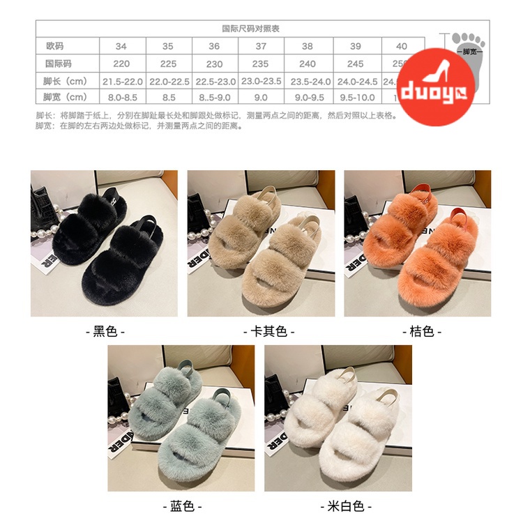Dép Bông Đi Trong Nhà Hàng Duoya Đế Dày Phẳng Dày Dặn Phối Lông Thỏ Màu Đen Thời Trang Thu Đông Hàn Quốc 2022 Dành Cho Bạn Nữ