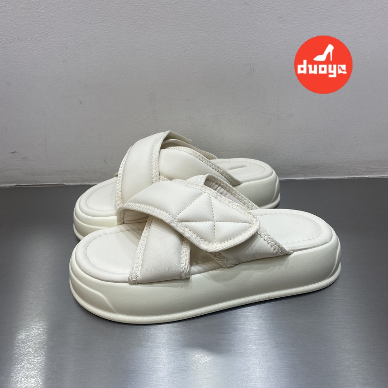 Duoya Giày Sandal Muffin Bằng Da Mềm Đế Dày Quai Dán Thoải Mái Thời Trang Mùa Hè Cho Nữ