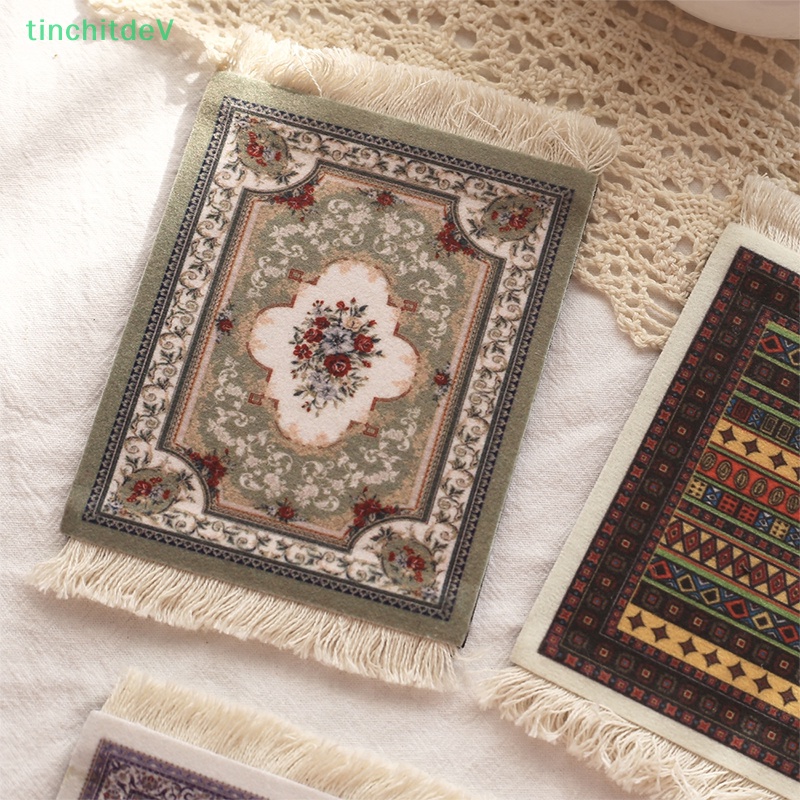 1 Miếng Lót Tách Trà Bằng Thiếc Cách Nhiệt Họa Tiết Thổ Cẩm Vintage Phối Tua Rua