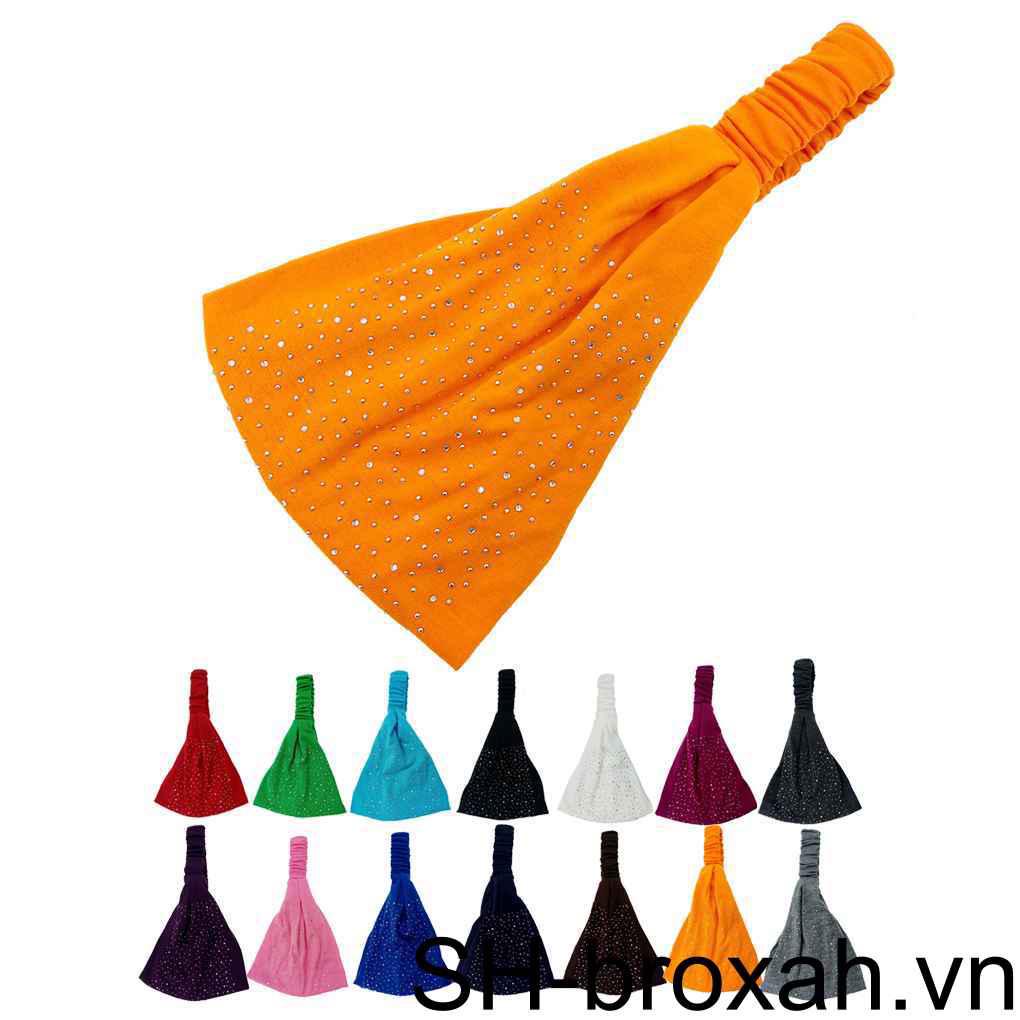 Băng Đô Cài Tóc Bằng Cotton Co Giãn Màu Sắc Trơn Dành Cho Nữ