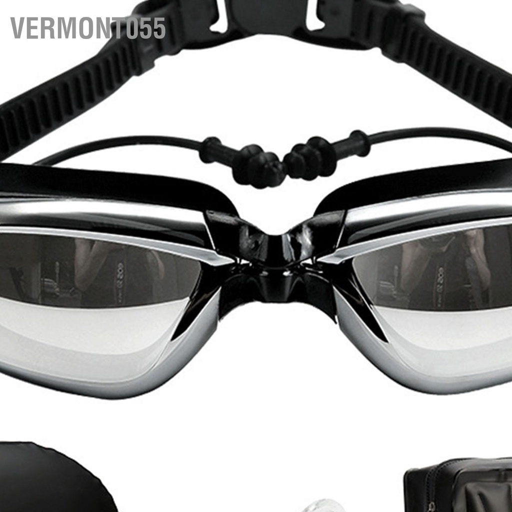 Vermont055 Bơi Tích Hợp Nút Tai Kính Kẹp Mũi Và Nón Unisex Chống Sương Mù Tia UV Thiết Bị Cho Lặn