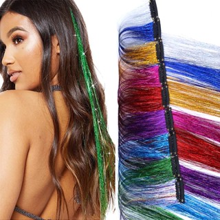 Tóc Giả Kẹp Nối Dài Kiểu Kim Tuyến Lấp Lánh Nhiều Màu Sắc Cho Nữ