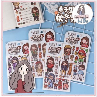 Set 4 tờ stickers dễ thương cuộc sống của BENZILI / trang trí nhật ký / ghi chép / DIY 🌿