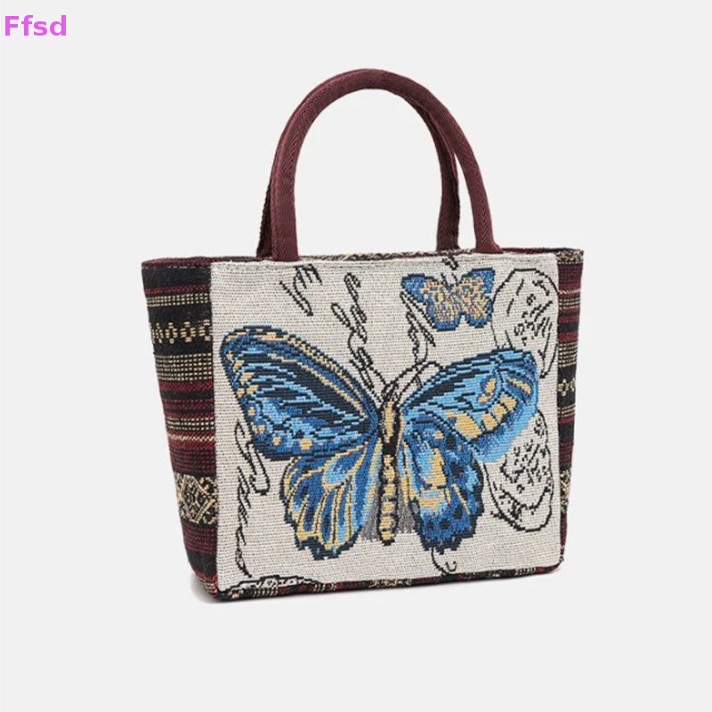 {Ffsd} Túi Xách Mua Sắm Cỡ Lớn Thêu Hình Chim Cú / Voi Cho Nữ