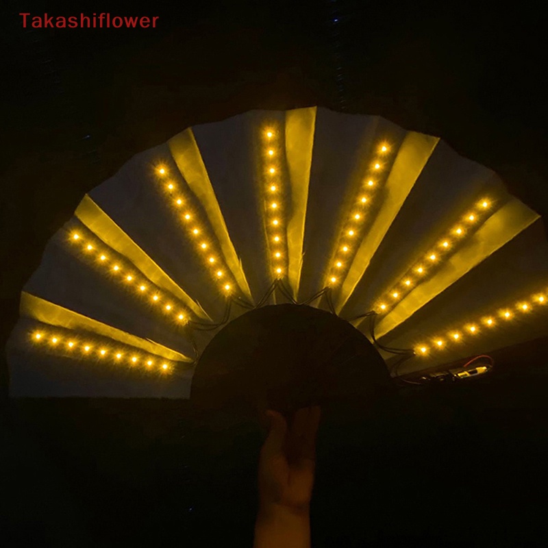 (Takashiflower) Quạt Nhảy Múa Có Đèn LED Phát Sáng Ban Đêm Cho Lễ Hội / Giáng Sinh / Tiệc Tùng /