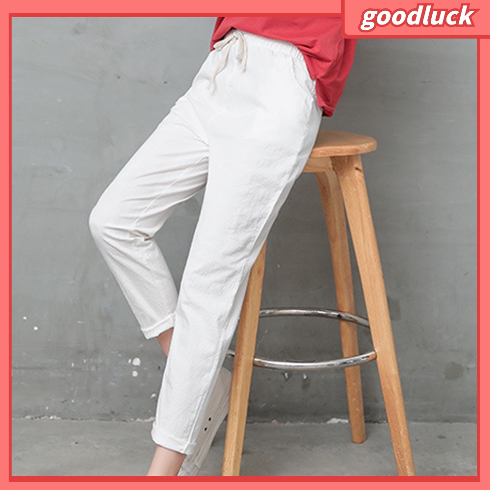 Thắt Lưng Dây Rút Bằng Cotton Co Giãn Màu Trơn Dành Cho Nữ