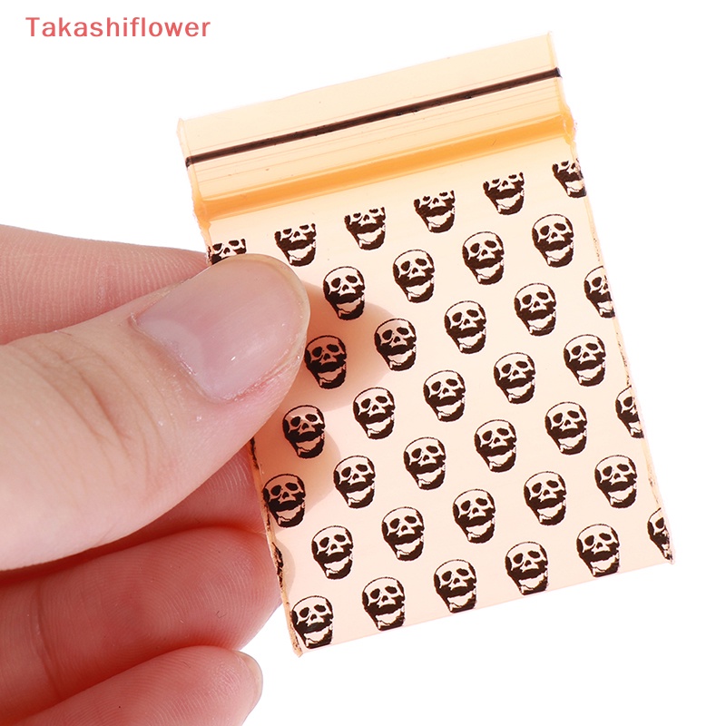 Set 100 Túi Khóa Zip Kích Thước 1.97 "X 1.38" Bằng Poly In Họa Tiết Đầu Lâu Độc Đáo