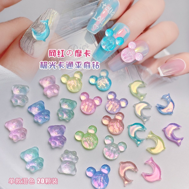 Set 20 Phụ Kiện Trang Trí Móng Tay 3D Hình Cá Heo Hoạt Hình Màu Macaron Xinh Xắn