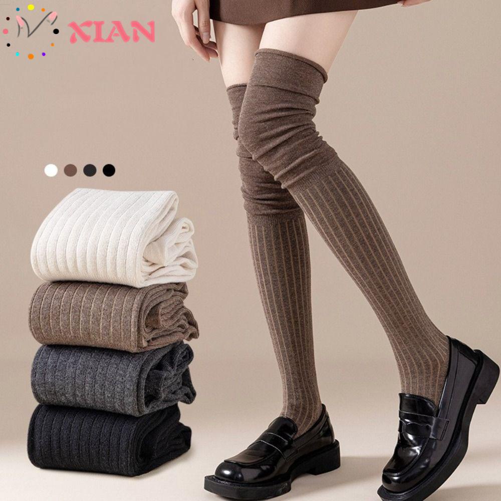 1 Đôi Tất Cotton Dài Qua Gối Phong Cách Nhật Bản