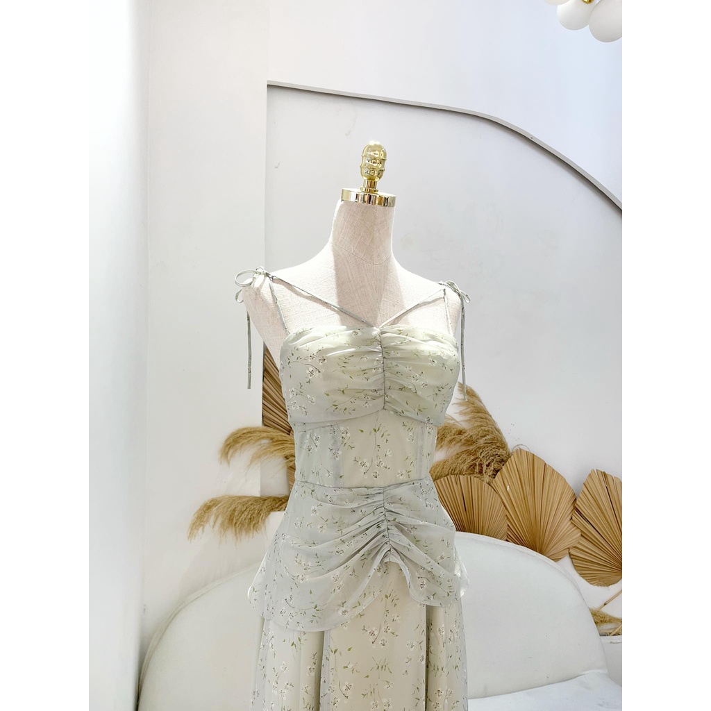 TIELA Đầm váy hoa xanh dây - Eudora Dress