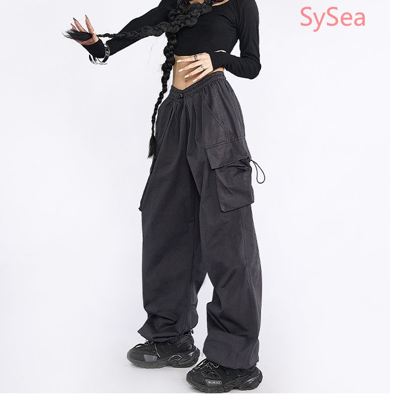 Quần Dài Lưng Cao Dáng Rộng Phối Túi Cá Tính Cho Nữ