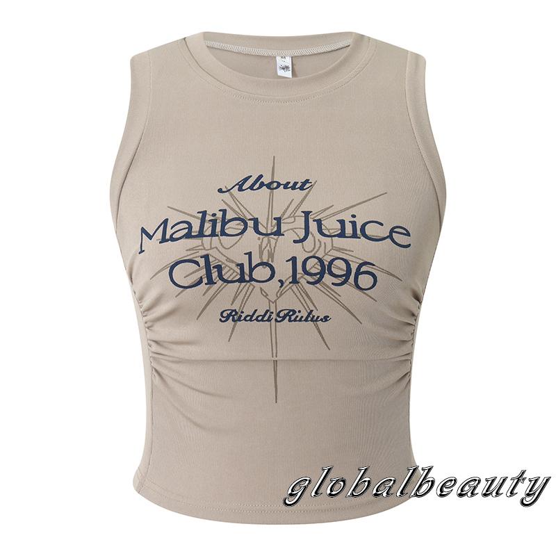 Áo Croptop Sát Nách Cổ Cao In Chữ Thời Trang Mùa Hè Cho Nữ