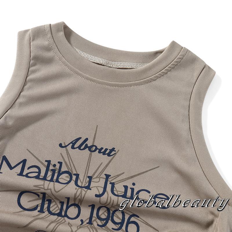 Áo Croptop Sát Nách Cổ Cao In Chữ Thời Trang Mùa Hè Cho Nữ