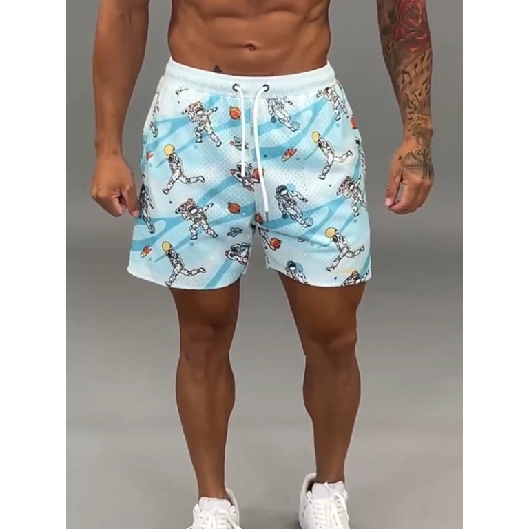 Quần Short Thể Thao Bóng Rổ Phối Lưới Thoáng Khí Nhanh Khô Thời Trang Đường Phố Năng Động