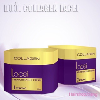 DUỖI KHÔNG CẦN KẸP NHIỆT -BỘ KEM DUỖI TÓC COLLAGEN LACEI 500ml x 2