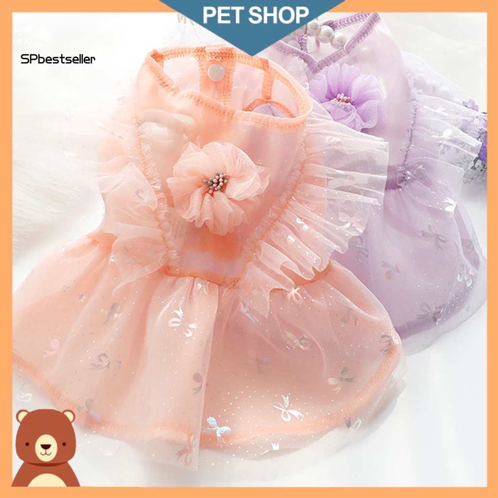 Áo Sát Nách Viền Ren Bóng Thoáng Khí Thời Trang Cho Thú Cưng