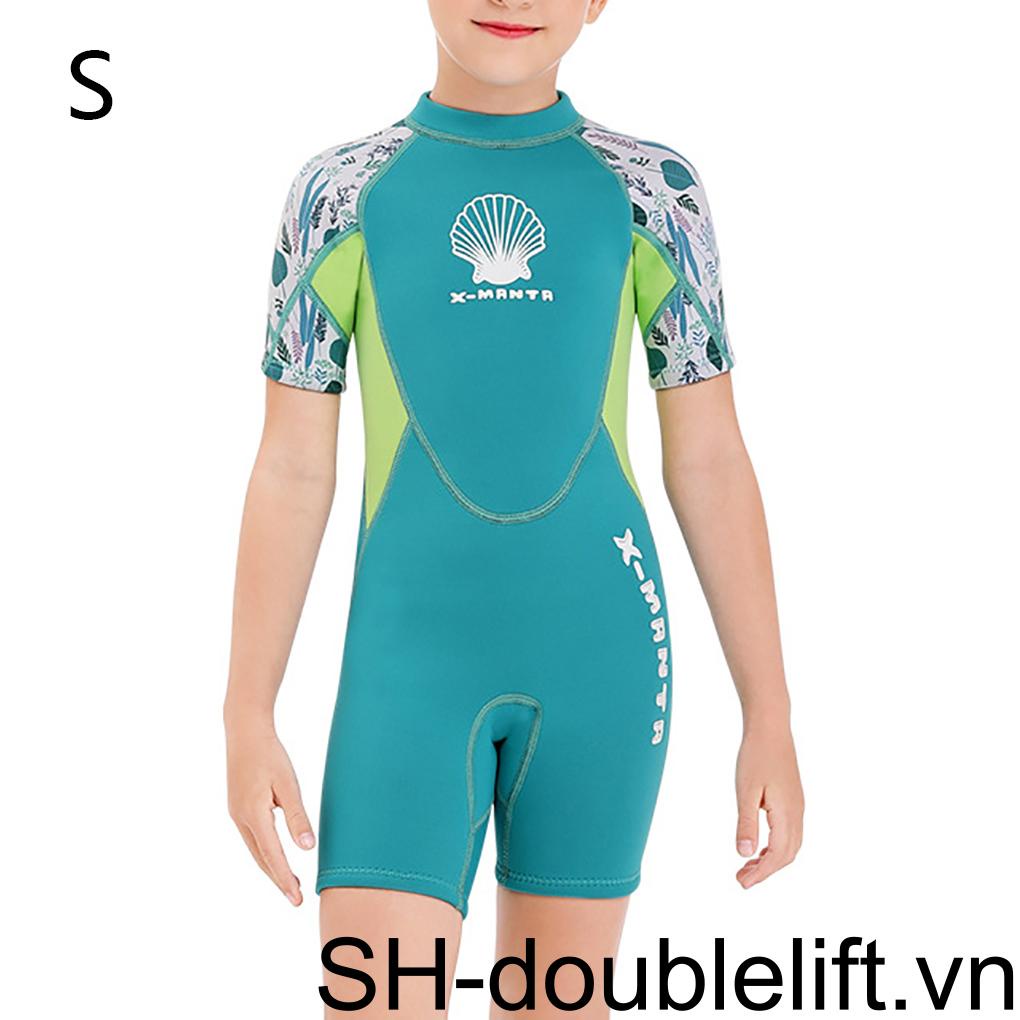 Bộ Đồ Lặn Gồm Áo Liền Quần Ngắn Tay Dày 2 5MM Chất Liệu Cao Su Tổng Hợp Cho Bé