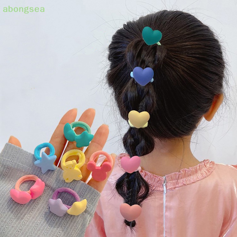 1 Bộ Dây Buộc Tóc Co Giãn Màu Kẹo Ngọt Ngào Dễ Thương Cho Bé Gái