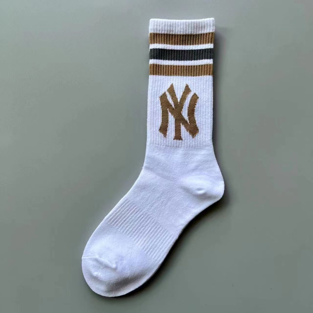 Vớ Thể Thao Cotton Hàn Quốc NY LA Harajuku Kẻ Sọc Màu Trơn Cho Nữ