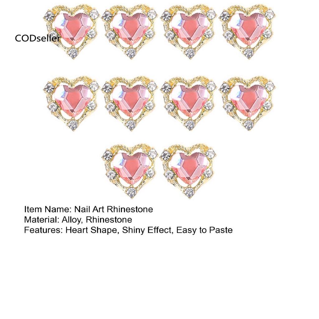 Set 10 Phụ Kiện Trang Trí Móng Tay Hình Vương Miện Trái Tim Lấp Lánh